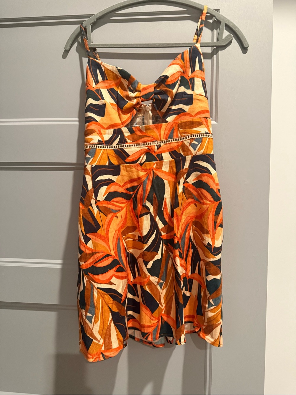 Shore brand mini dress with cutout and smocked back